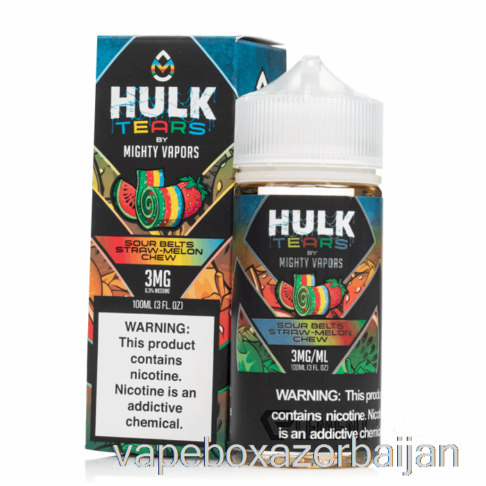 Vape Smoke Sour Belts Straw Melon Chew - Hulk Tears - 100mL 0mg